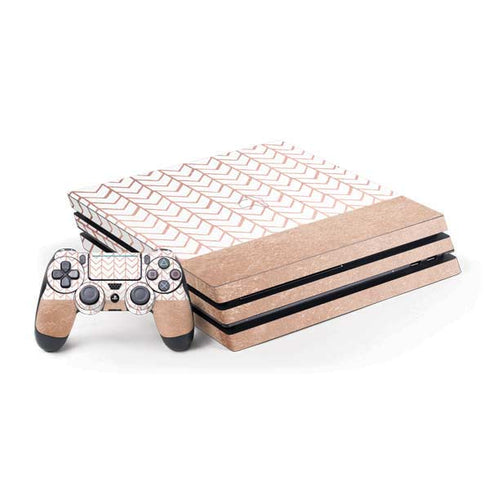 Rose Gold Herringbone PlayStation PS4 Skins